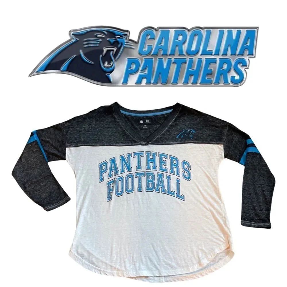 Women's NFL Carolina Panthers Football Space Dye Top • Medium • NWT